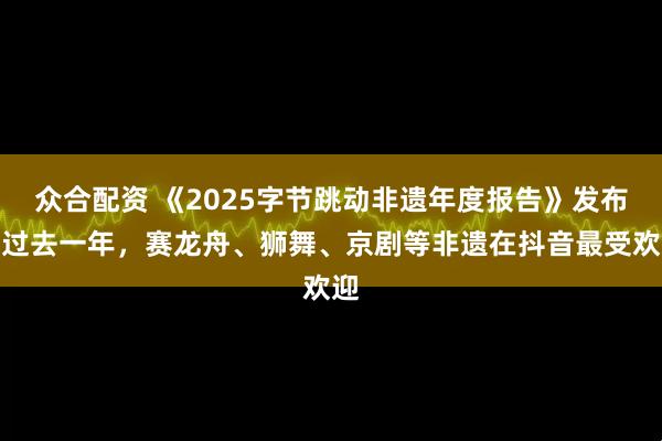 众合配资 《2025字节跳动非遗年度报告》发布：过去一年，赛龙舟、狮舞、京剧等非遗在抖音最受欢迎